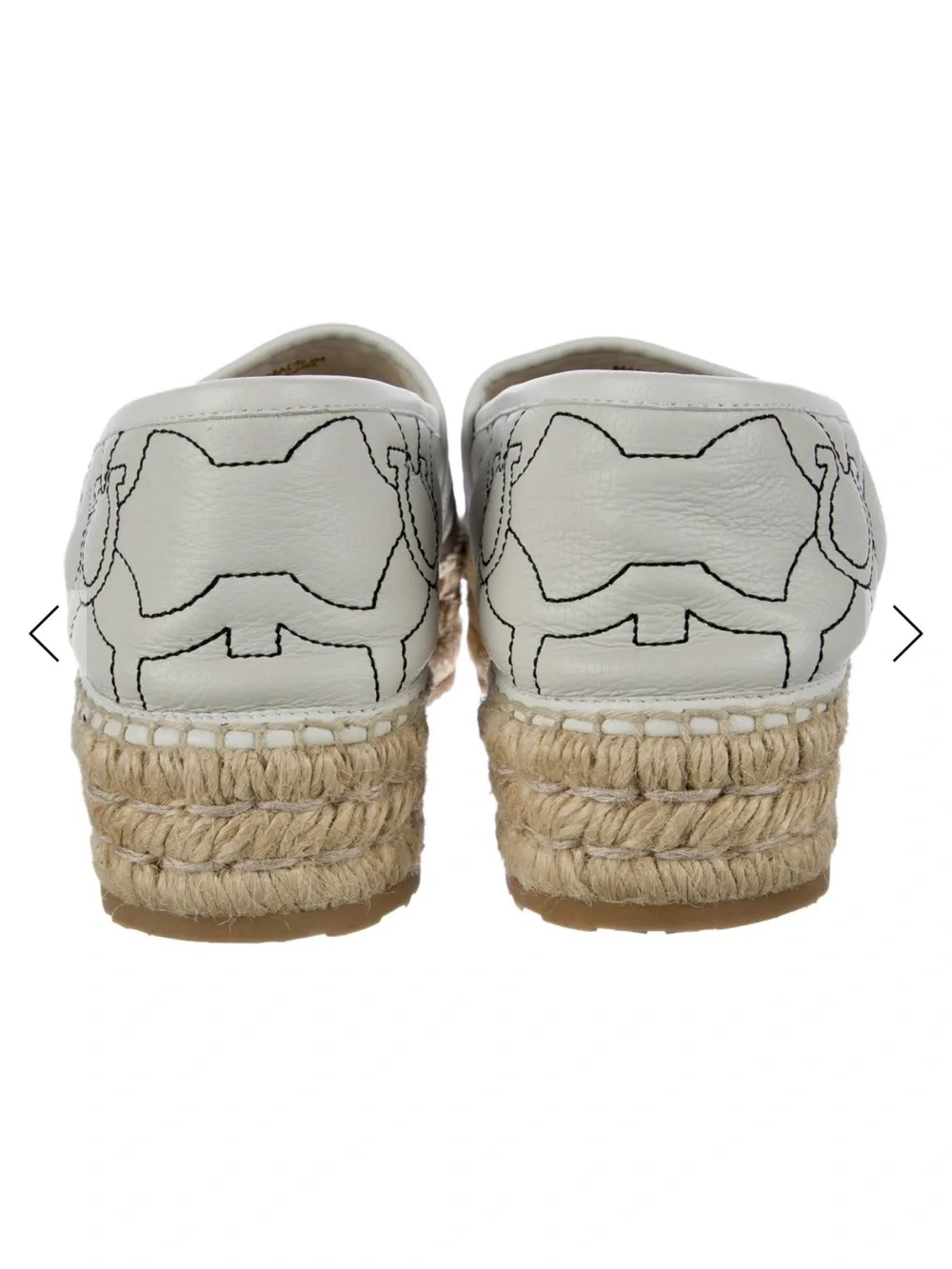 Salvatore Ferragamo White and Black Platform Espadrille Slip-On